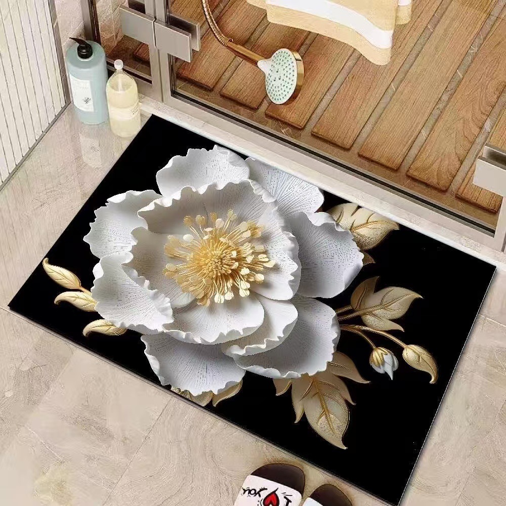 Pintura al óleo de estilo de baño piso de algas almohadilla de barro de algas almohadilla de absorción de agua de la puerta del baño almohadilla antideslizante fácil de cuidar