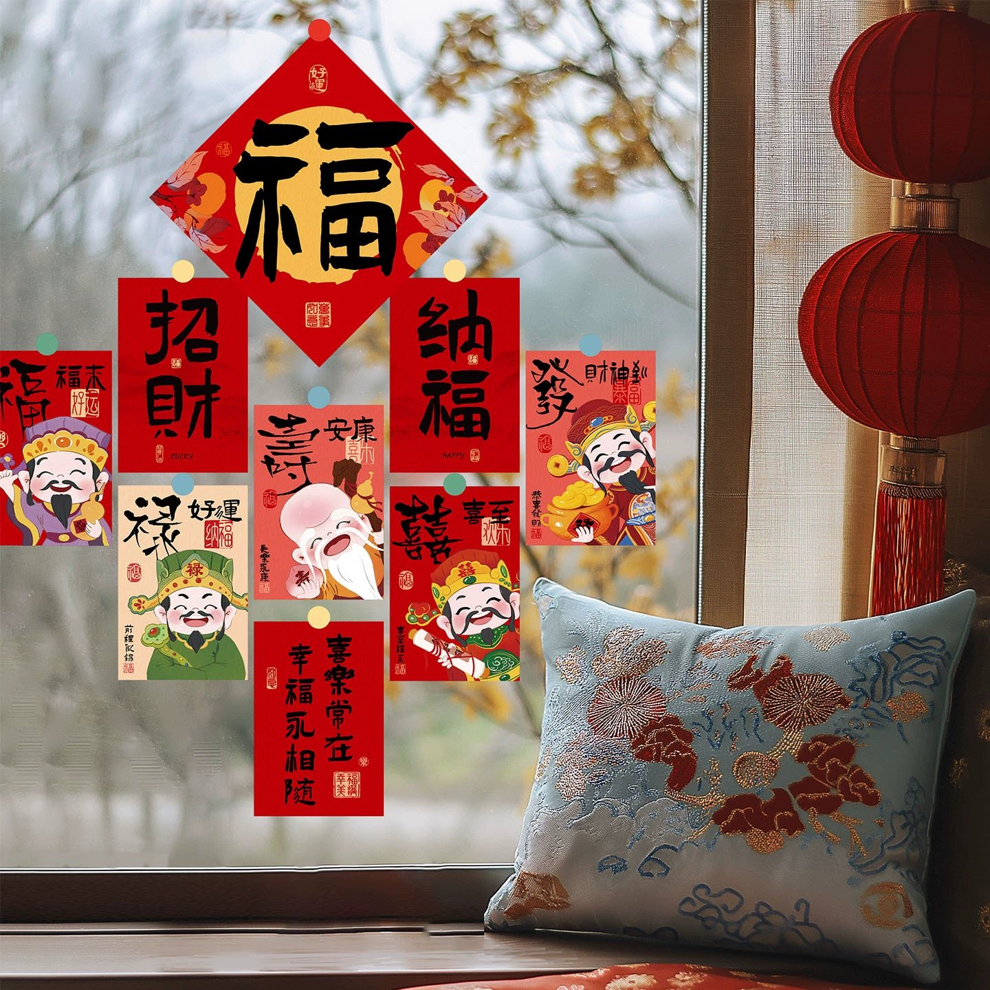 Оконное окно 2025 год год змеи китайский Новый год декоративный статический наклейка стеклянная наклейка окна новогодняя наклейка окна благословения новогодняя наклейка