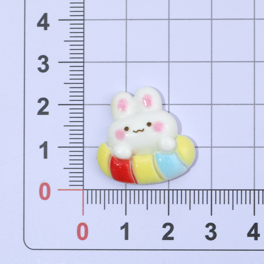 Brillante Arco Iris lindo conejo donut DIY accesorios de resina teléfono móvil Shell horquilla accesorios para el cabello agujero zapato hebilla material al por mayor