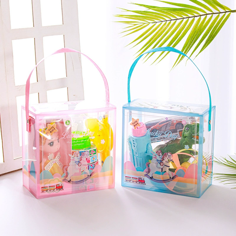 Подарочный набор для детей дошкольного возраста на день рождения, подарок на ответную встречу для мальчиков и девочек, прозрачная подарочная сумка из ПВХ с мультяшным рисунком