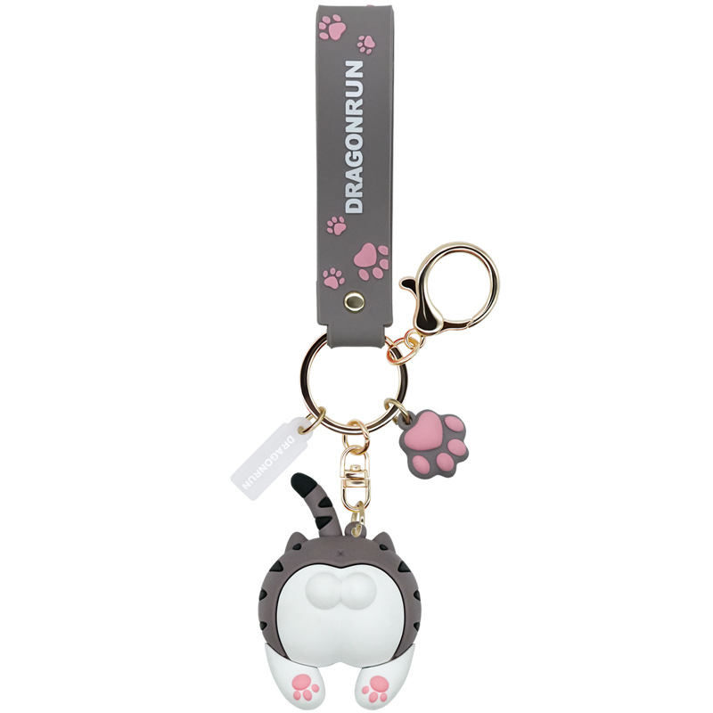 现货供应蛋蛋猫钥匙扣  创意猫屁股汽车钥匙链挂件情侣书包挂件