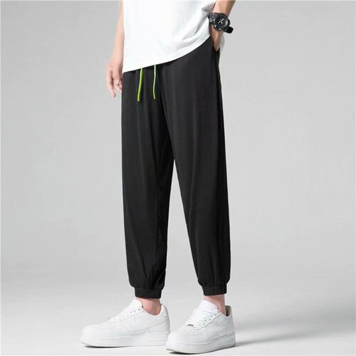 Men's Summer Pants, Thin and Loose Hemlen Pants, Korean Style, 9-inch Men's Sports Pants, Breathable and Cool Casual Bootcut Pants
