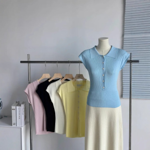 Summer New Arrivals Simple and High-End Women's Knitwear Lightweight Soft Basic Slimming Knitted Short-Sleeve Miscellaneous Pack