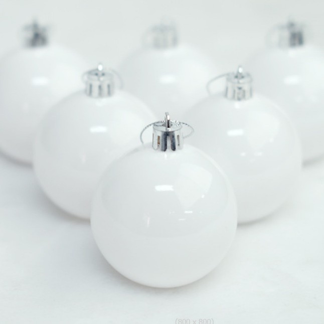 Cross-Border New Christmas Ball White Ball Bright Matte Glitter Pendant Decoration Tree Decoration Color Ball Wave Ball 3-60