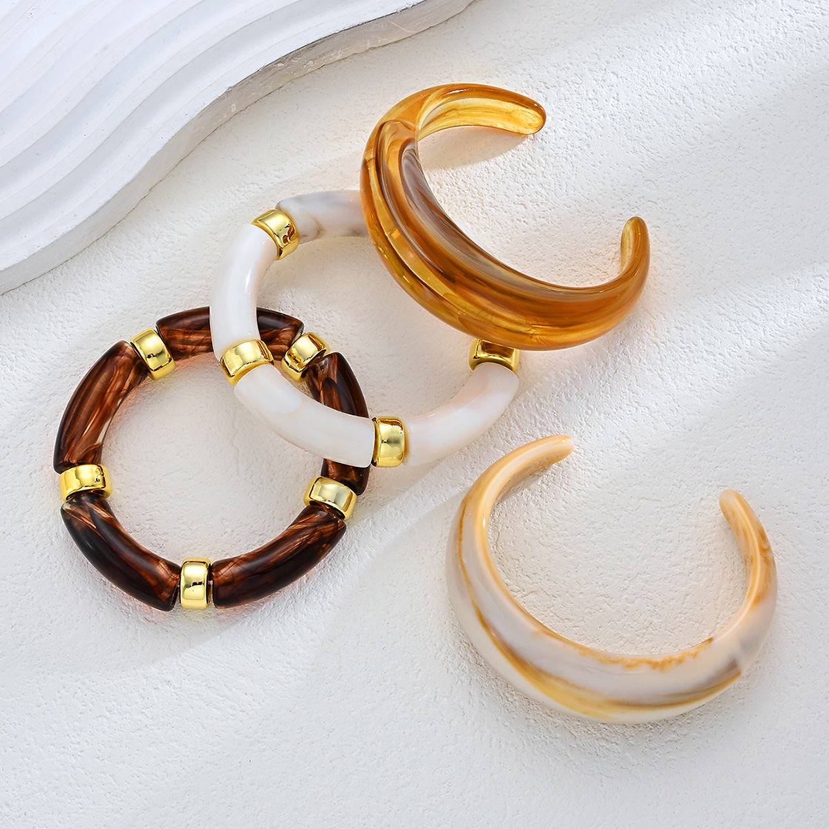 Cross-border Europa y América pulsera retro cuentas de bambú pulsera ámbar diseño sensación de mareo pulsera de moda exagerada CCB