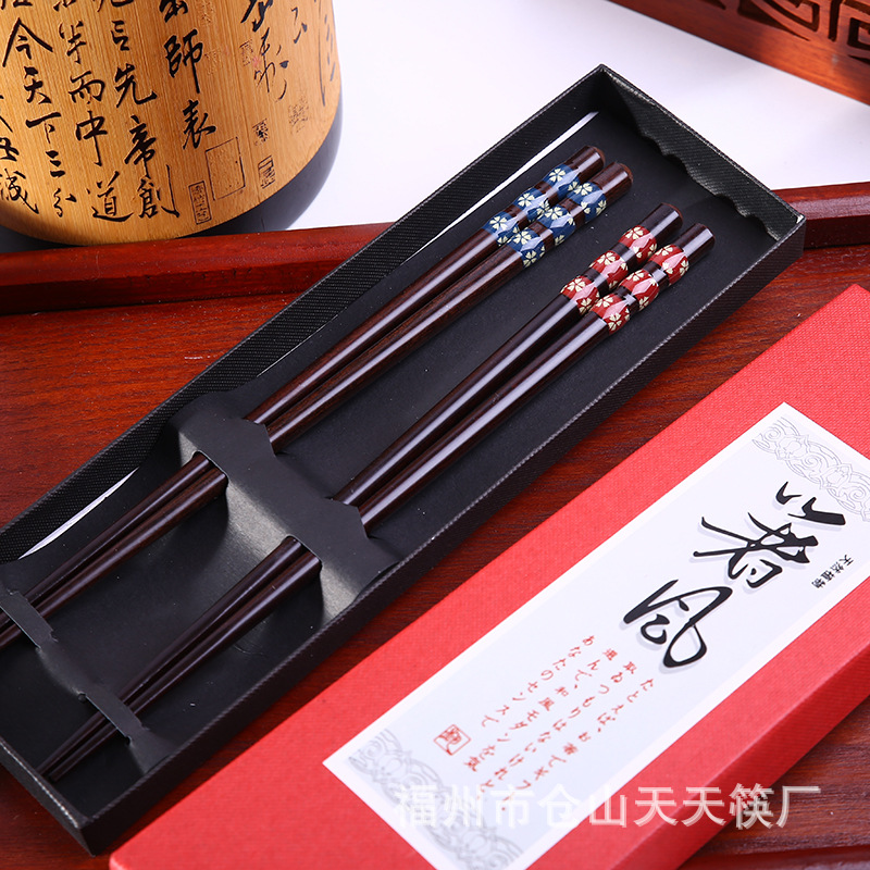 健康环保无味酒店家用 三圈滴塑灯笼筷子 木质筷子家用餐具