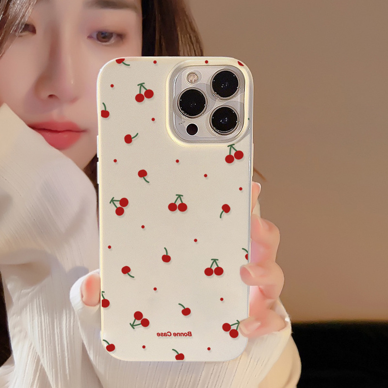 Sweet Little Cherry iPhone 16 Phone Case, Apple 15 Niche Korean Style 17 Pro Max Glossy Surface, Suitable for 14, Soft for 11 Sweet Little Cherry iPhone 16 Phone Case, Apple 15 Niche Korean Style 17 Pro Max Glossy Surface, Suitable for 14, Soft for 11