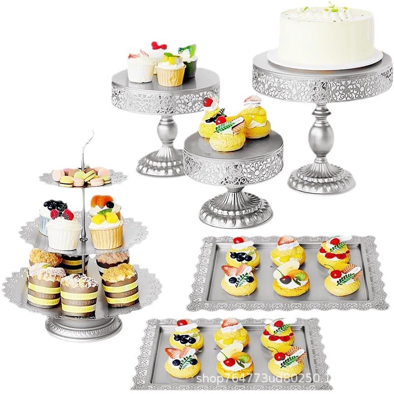 Soporte de postre soporte de exhibición decoración pastel postre pastelería bandeja descanso soporte de mesa tarde té merienda stand plata image 6