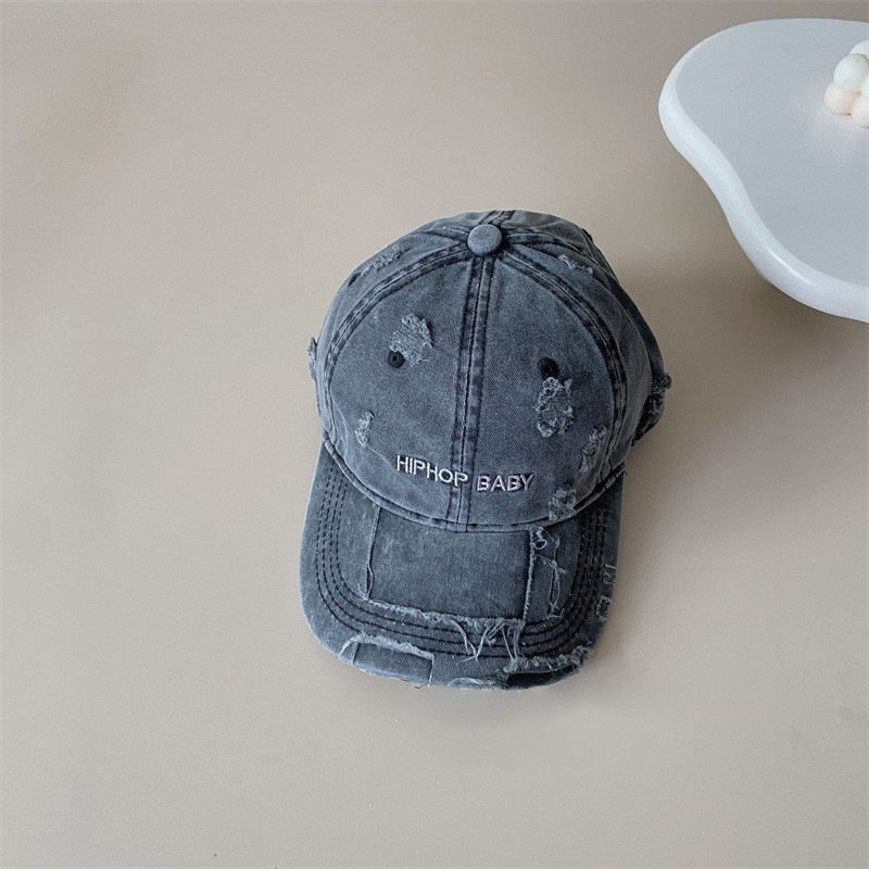 Primavera y otoño personalidad de otoño sombrero de sol para niños gorra de lengua de pato estilo coreano agujero mendigo sombrero de béisbol para niños