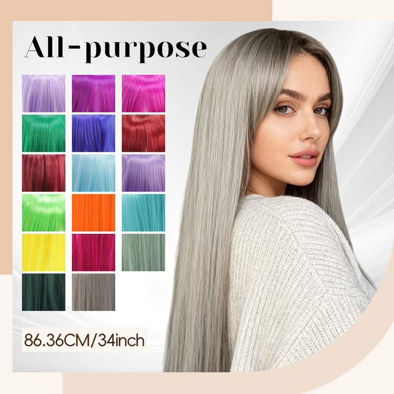 Universal Wig Anime Cos Wig Colorful Long Straight Hair Headgear 80cm Multi-Colorful Long Bangs High Quality Wig