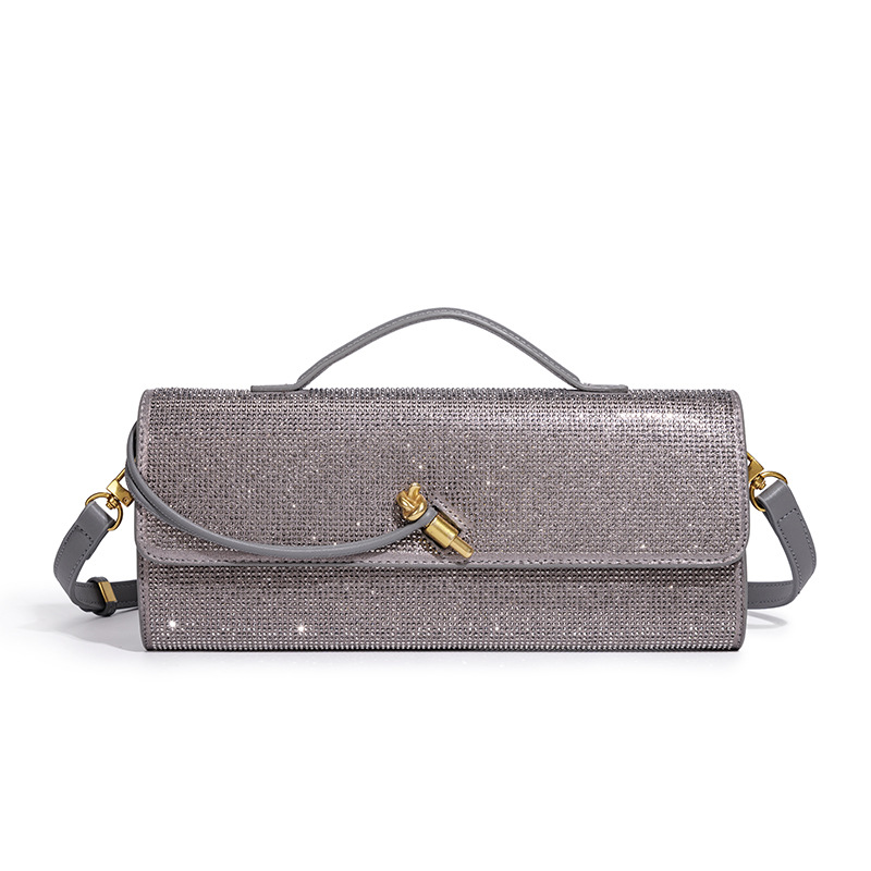 Trendige Diamant-Baguette-Abendtasche, Exquisite Horizontale Crossbody-Handtasche, Lange Geldbörse & Handytasche, Einschultrige Damenhandtasche – Detail 20