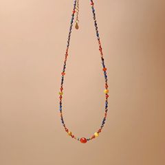 国風青金天然石赤瑪瑙カラービーズネックレスオリジナルデザイン小衆アクセサリーレトロ雰囲気感女