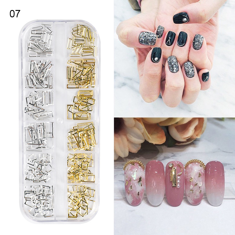 Taifei manicura nuevo japonés 12-rejilla clavo remache joyería traje aleación sólido semicírculo parche de metal