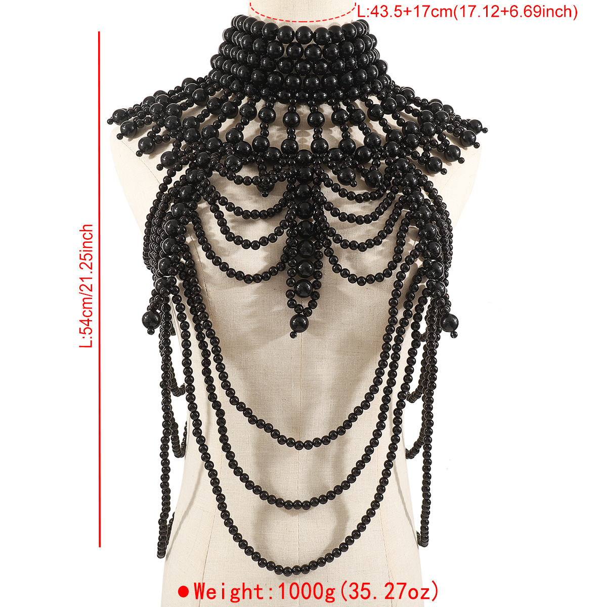 C0419 transfronteriza retro exagerada industria pesada perla chal en capas estilo hueco tejido sexy cuerpo cadena
