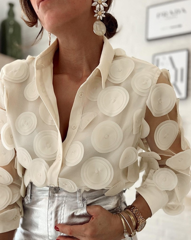 Women's Gender Elegant, Sexy Style Wholesale Women's Elegant Sexy Flower Long Sleeve Blouses