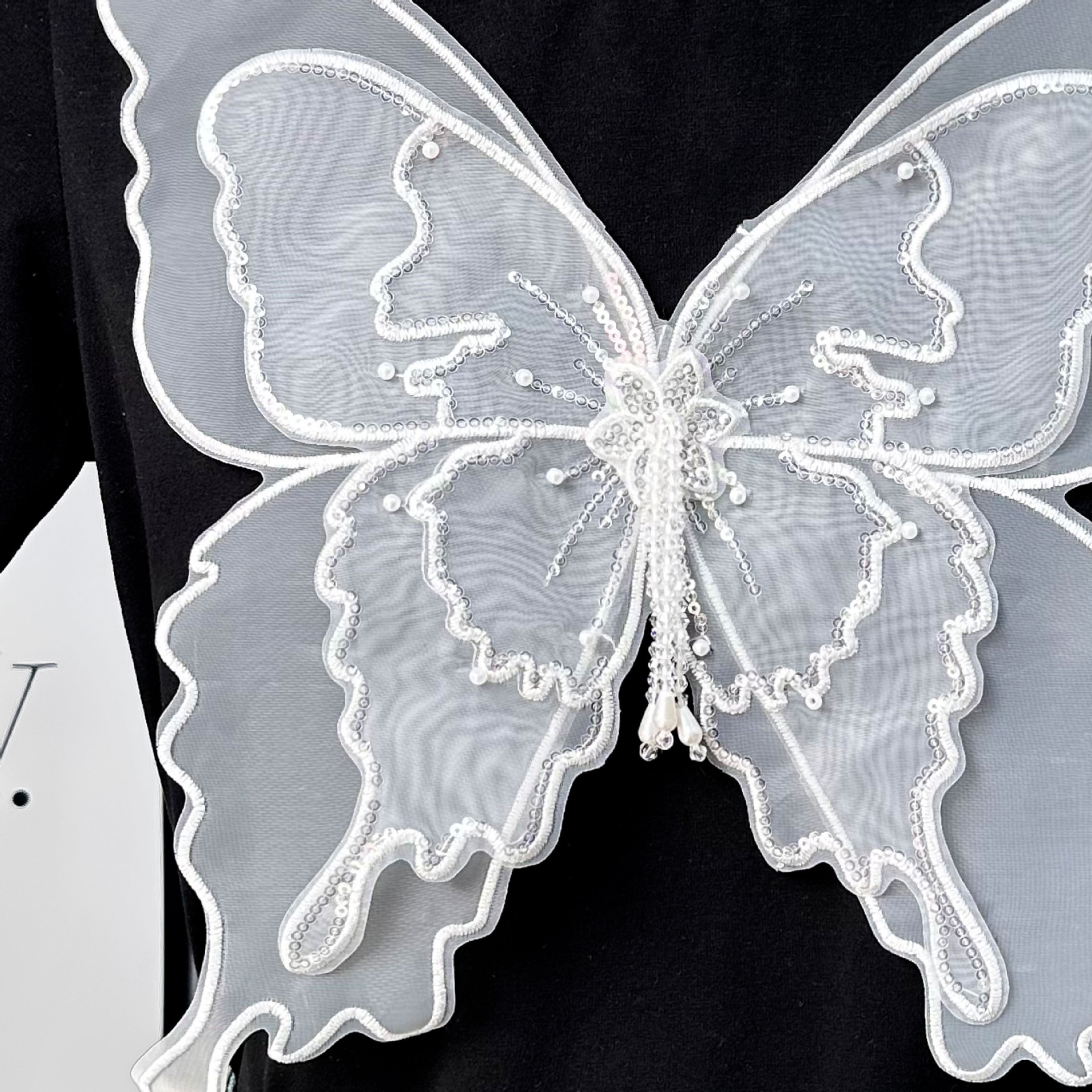 Verano nuevo tres capas de ergena sexy encaje mariposa decoración tela pegada vestido de mujer pijama accesorios de decoración
