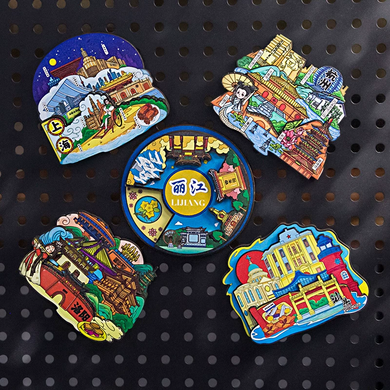 Wooden three dimensional fridge magnet, souvenir, custom-made