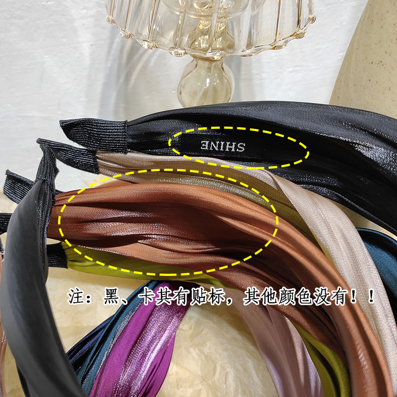 Korean Streamer Bright Silk Satin Solid Color Headband Wholesale display picture 14