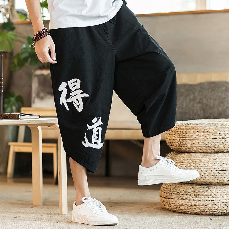 Pantalones cortos de lino de verano Pantalones de moda sueltos más tamaño pantalones cortos pantalones de playa pantalones de pierna ancha pantalones de linterna pantalones cortos