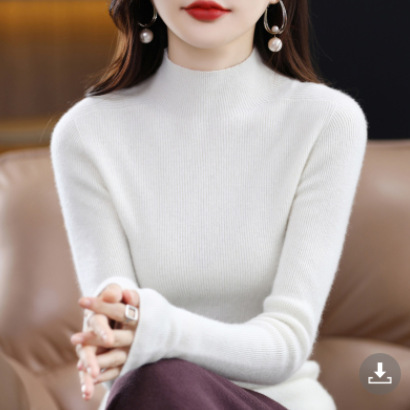 卸売りの婦人服の2024の新型の秋冬の半高襟のセーターは身を修める中に底のシャツの長袖の純色のニットを掛けます。|undefined