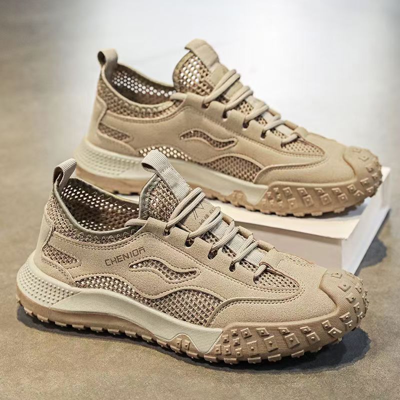 Zapatos de hombre 2025 verano nuevo estilo malla transpirable zapatillas de deporte casuales delgadas zapatos de trabajo antideslizantes deportivos para hombre