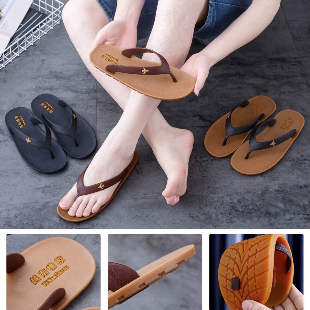 Трансграничные тапочки, мужские Нескользящие Мягкие Шлепанцы из говяжьих сухожилий, модные износостойкие дышащие шлепанцы, пляжные тапочки, мужские летние