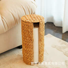 水葫芦草编收纳篮卫生间卷纸收纳架多功能带盖马克杯收纳架储物筐