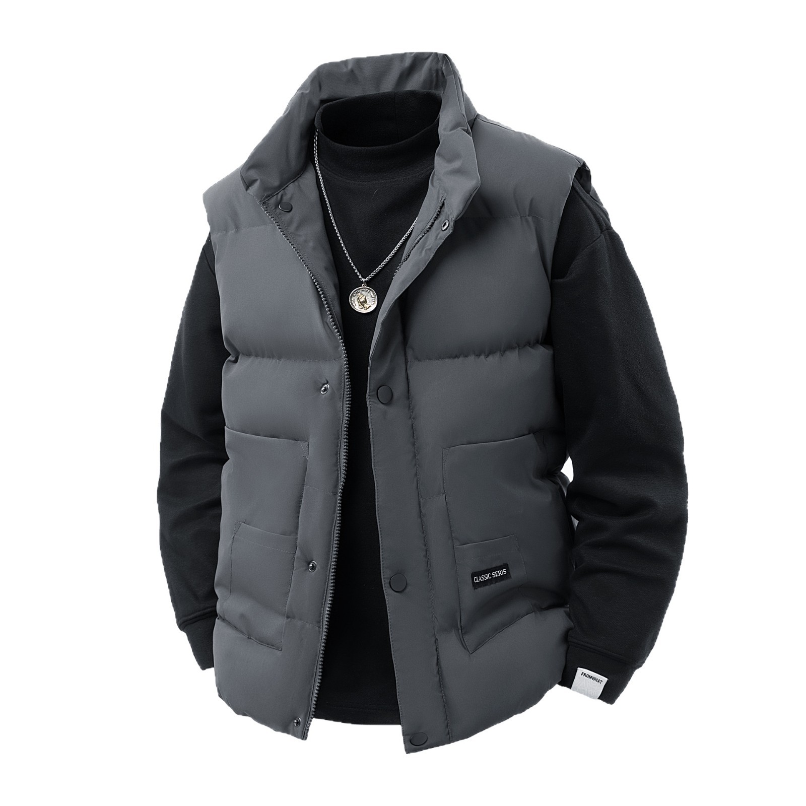Transfronterizos otoño y invierno masculino chaleco de algodón de pluma estilo coreano de tendencia de hombros de invierno masculino suelto de tamaño grande abrazadera de abrigo grueso image 6