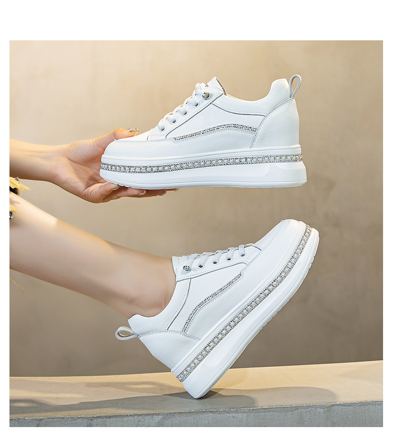 Genuine Leather White Women, Slip-On, 2025 Autumn New Thick-Soled Casual Shoes, Lightweight, Height-Increasing Sneakers_vogvips.com