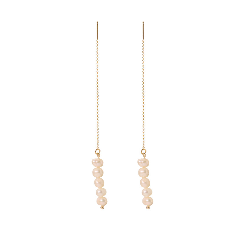Pendientes de perlas de agua dulce naturales pendientes largos borla pendientes retro de temperamento de alta calidad original Nueva joyería
