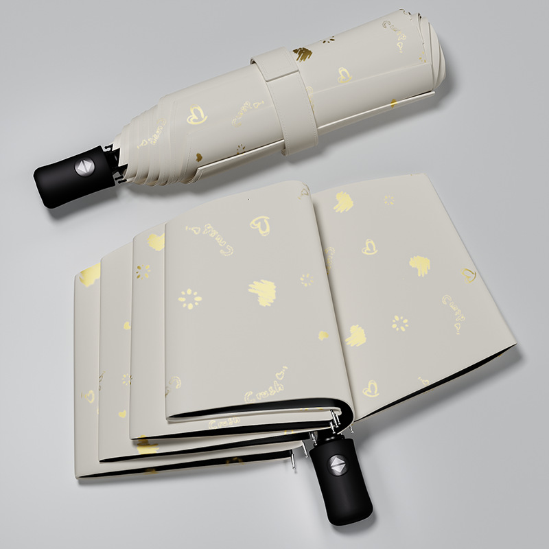 Rain Enjoy Paraguas calientes Paraguas de dibujos animados de amor dorado Paraguas de sol para niños Paraguas plegable de doble uso Sensación de alta calidad Paraguas de protección solar