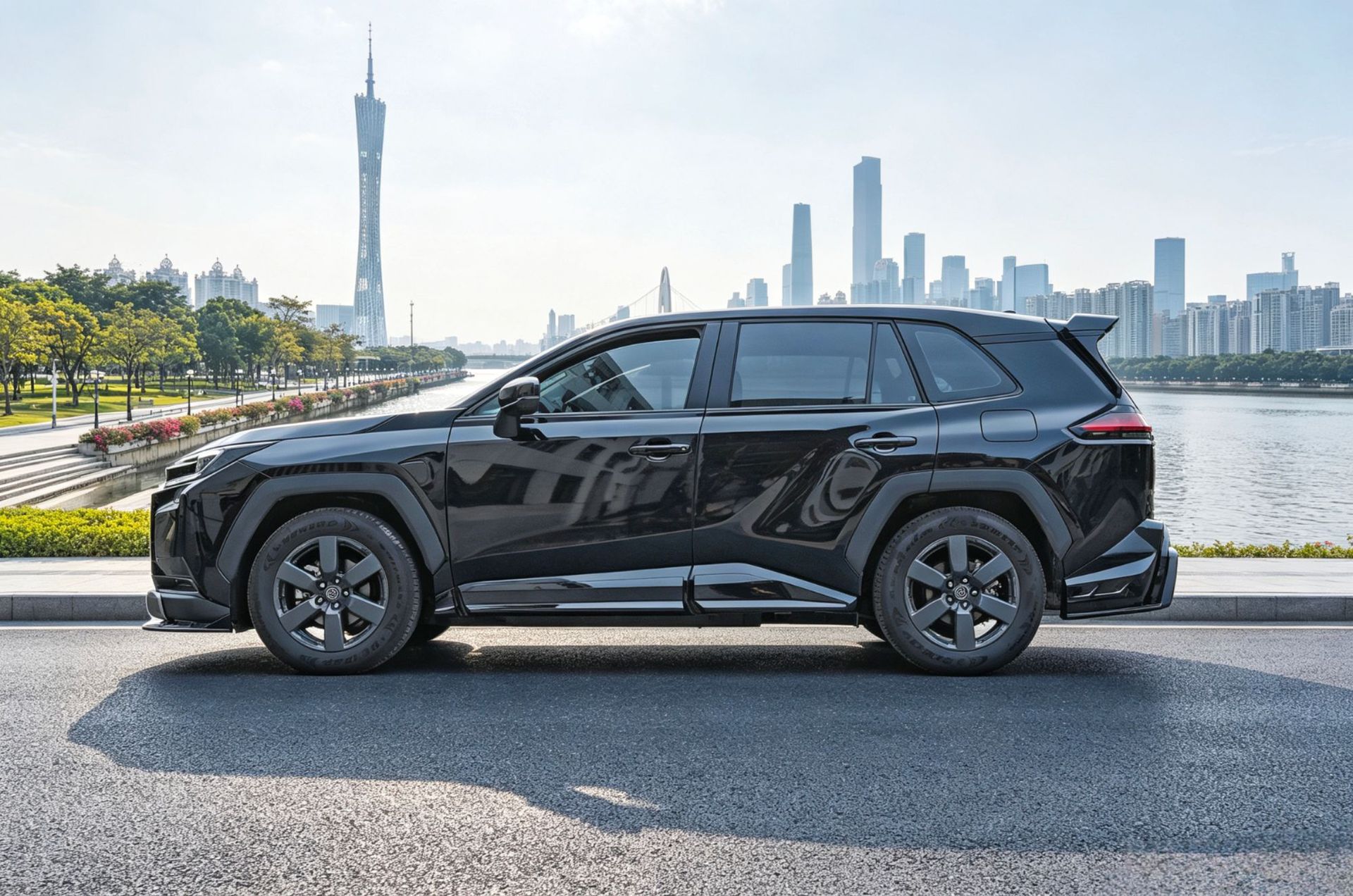 Suitable for 26 Models of Rav4, Rongfang, and Wildlander Modified Front Spoiler, Side Skirts, Rear Bumper, Roof Wing, Rear Diffuser, and Louvered Spoiler