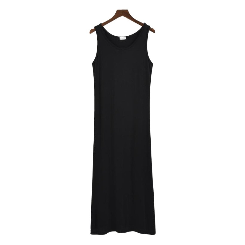 40 tejido vestido modal de verano de longitud media de las mujeres underskirt sin mangas superior suelta chaleco exterior falda