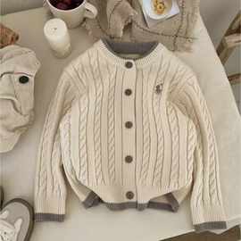 男童毛衣新款开衫春秋2025女童儿童针织衫韩版外套针织中大童现货