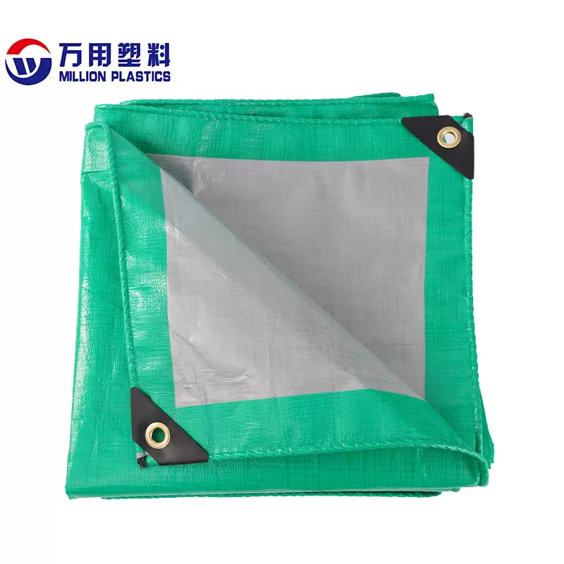 跨境绿银PE篷布加厚塑料遮阳布源头工厂定制防晒涂膜苫布耐磨雨布
