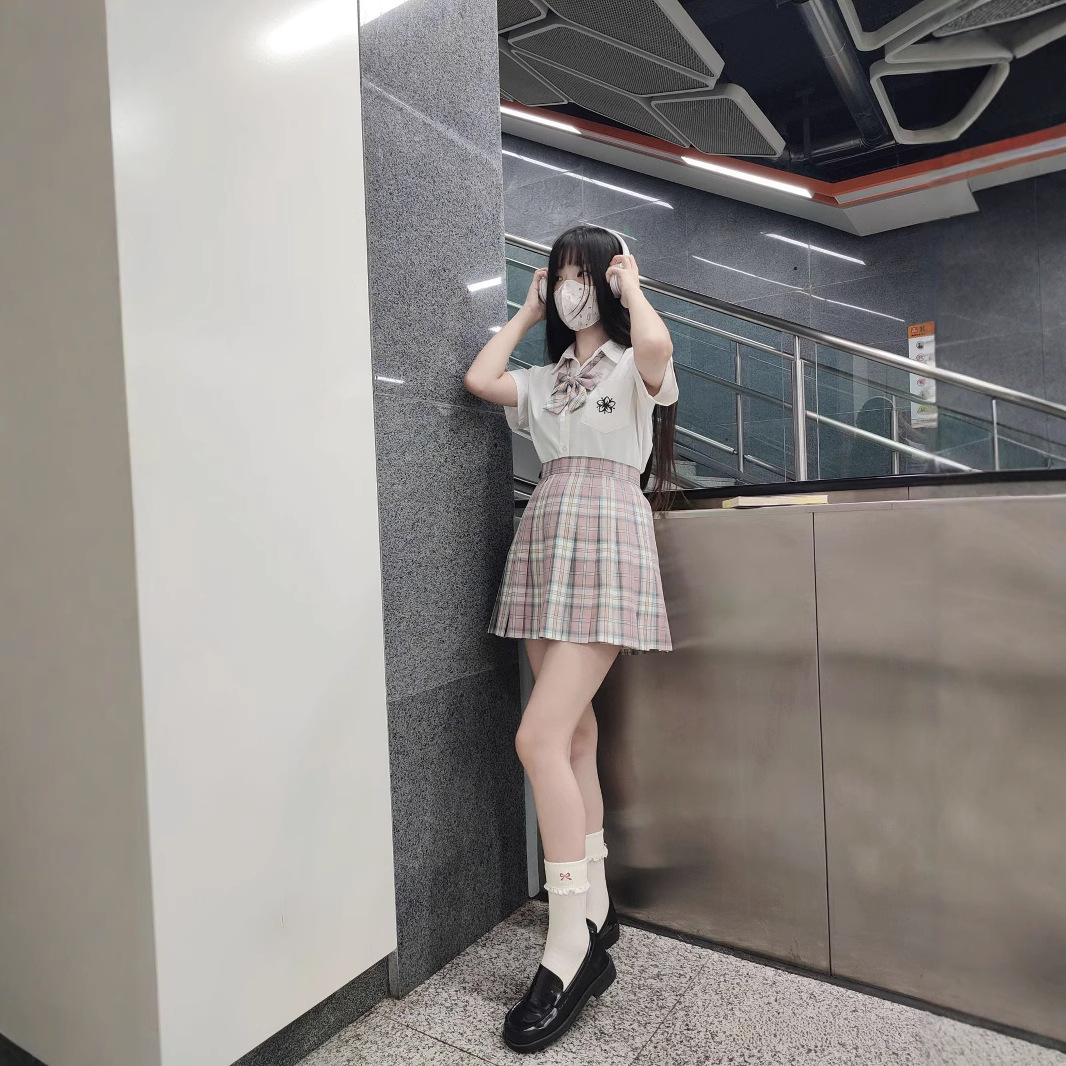 일본 JK 유니폼 기본 세트 여자 단색 반팔 탑 올 매치 스위트 스타일 격자 무늬 스커트 여자 여름 짧은 치마