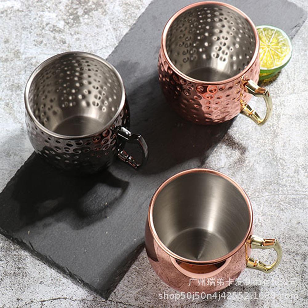 Taza Moscow Mule de acero inoxidable estilo martillado acabado cobre vaso metálico para cócteles bar y hostelería