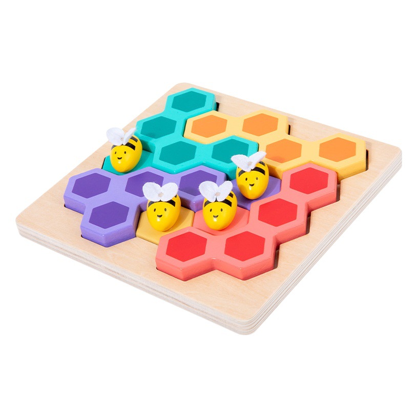 CPC juego de entrada de abeja de madera para niños rompecabezas cuadrado clip de libro magnético que conecta juguetes educativos