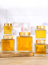 ZB6M批发蜂蜜专用方瓶加厚半斤一斤装透明玻璃密封罐膏方储物分装