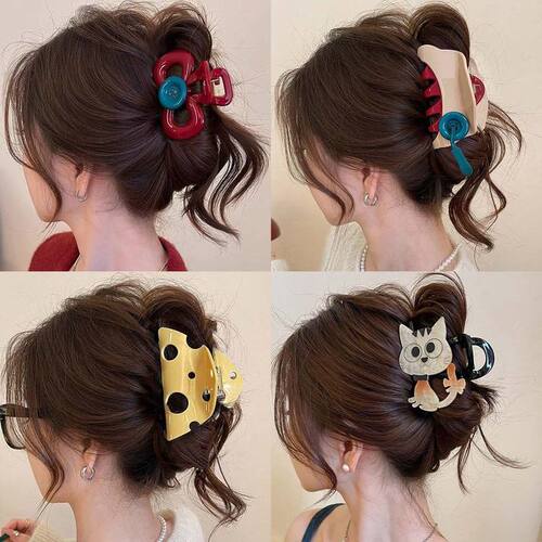 Ankorah Red Button Hair Clip for Women 2025 New Style Updo Shark Clip High-end Hairpin for Rear Head Hair Accessories