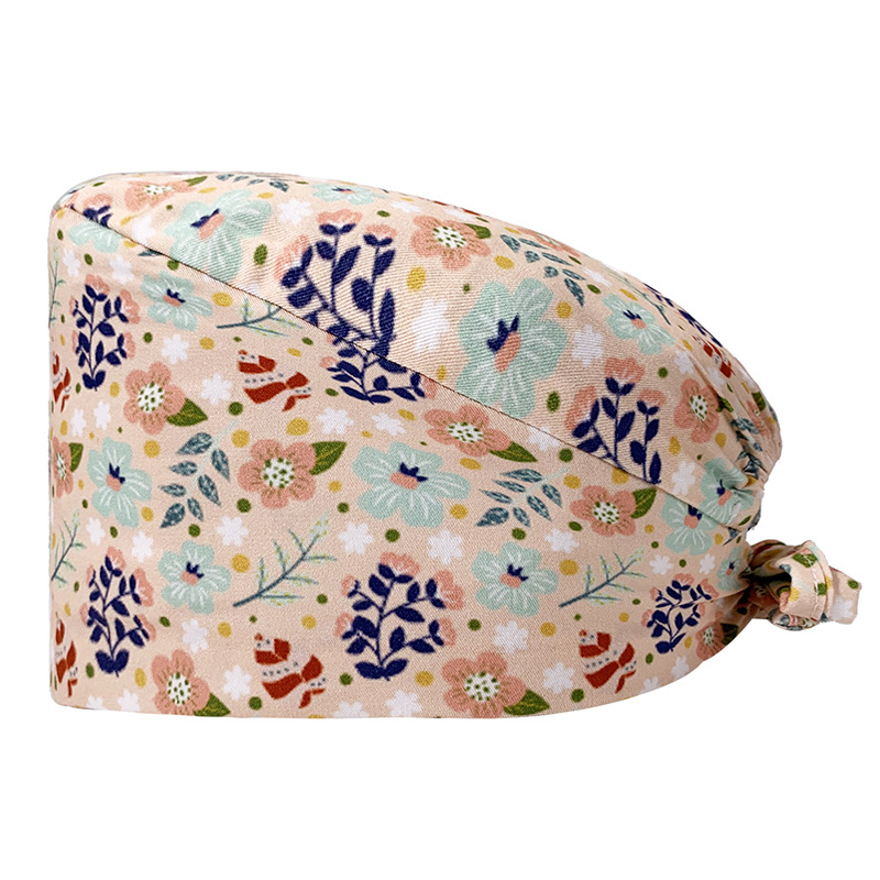 El algodón puro de las mujeres impresas europeas y americanas del sombrero de la enfermera de ICU con la toalla del sudor gorra quirúrgica del comercio exterior tapa de la cabeza del bolso entrega transfronteriza