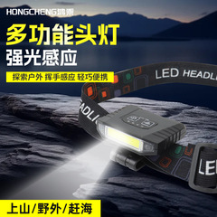 新款头灯强光充电超亮头戴式夜钓鱼照明户外续航感应小手电筒