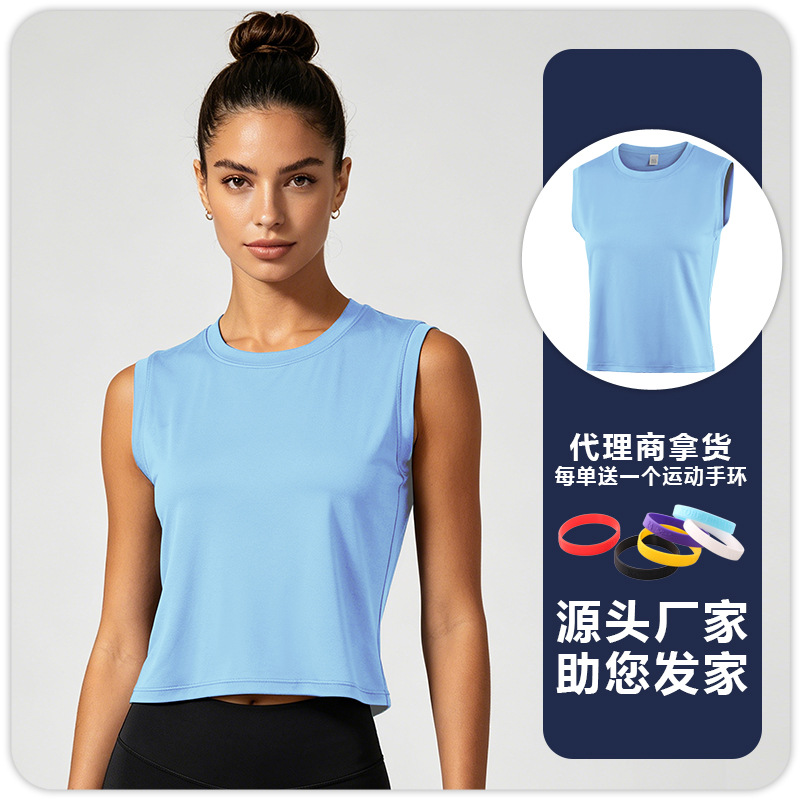 F8217 chaleco de yoga de mujer con deporte para correr succión de sudor transpirable sin mangas ajustado trajes de gimnasio de maratón