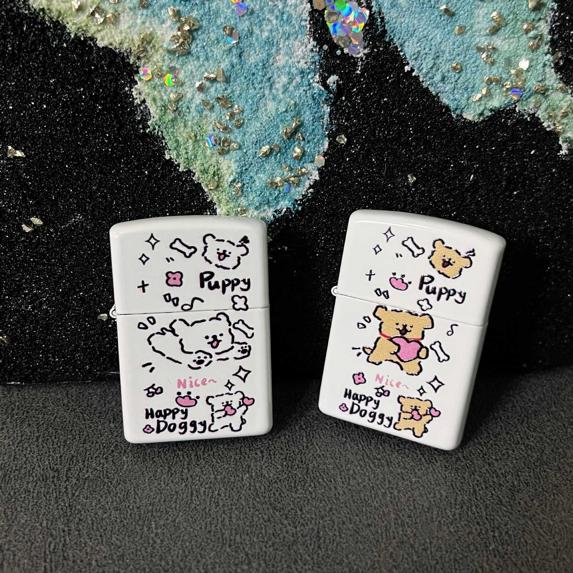 【一件代發】線條小狗可愛卡通塗鴉煤油打火機高顏值送男女朋友潮