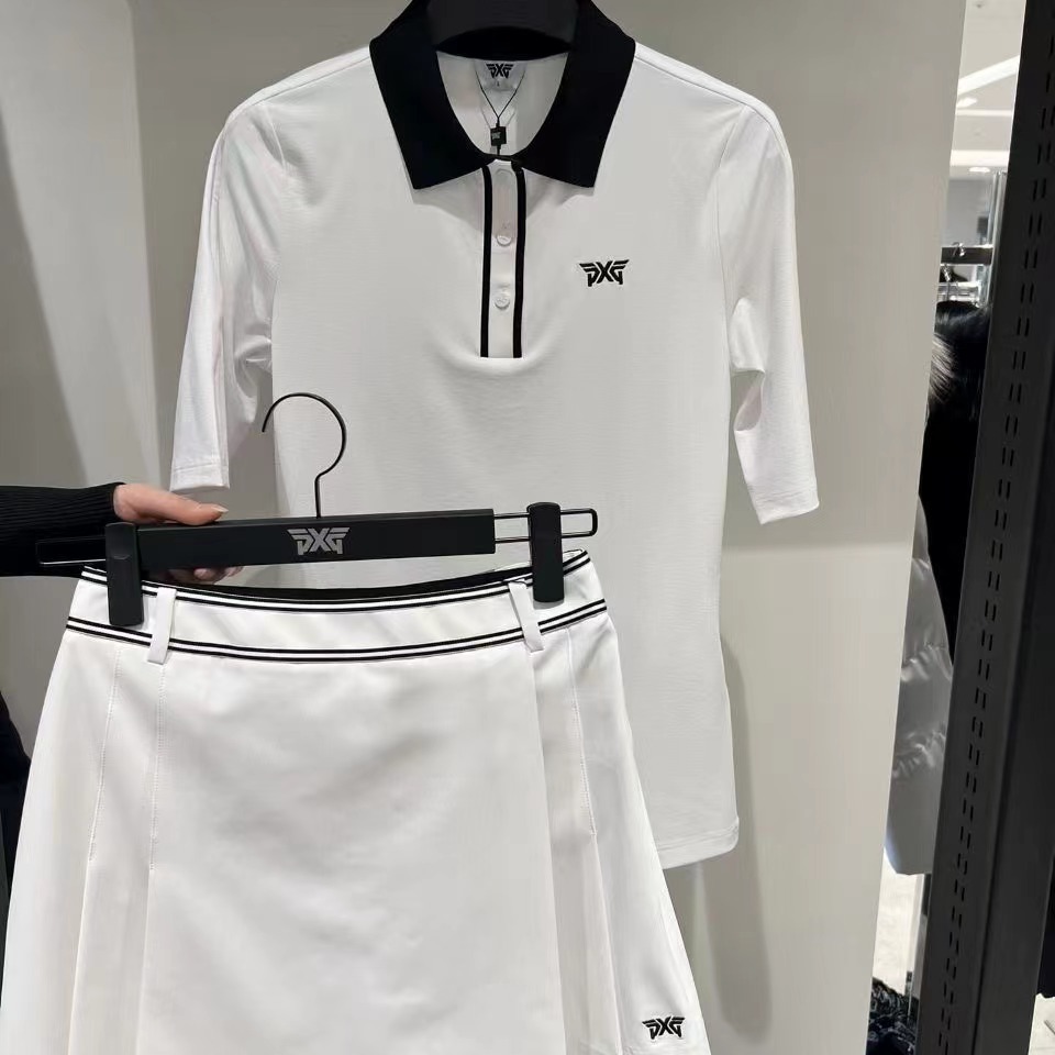 Golf Summer Women's Casual Versatile Slim Fit Breathable Anti-Exposure Fashion Pleated Half-Length Shorts Skirt Suit