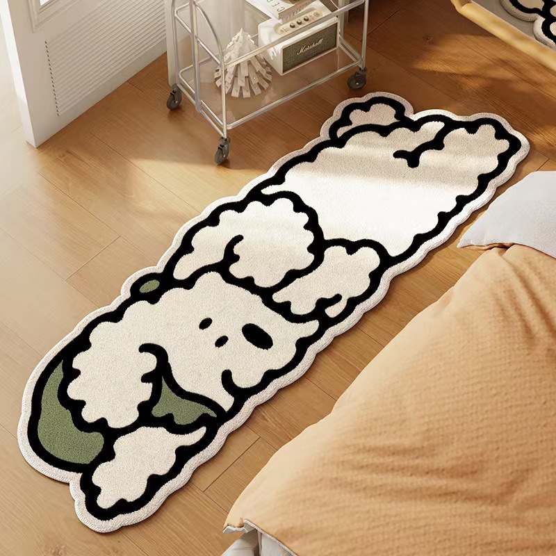 Cartoon puppy imitation cashmere rug room bedroom bed side rug living room coffee table sofa thick short hair feet mat blanket