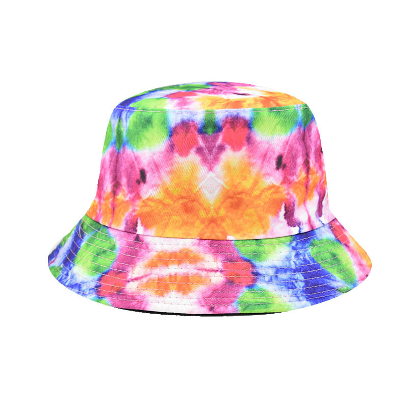 Transfronterizo europeo y americano hip hop personalidad colorido sombrero de pescador teñido con lazo hombres y mujeres colorido transfronterizo moda Primavera y otoño a prueba de polvo sombrero para el sol