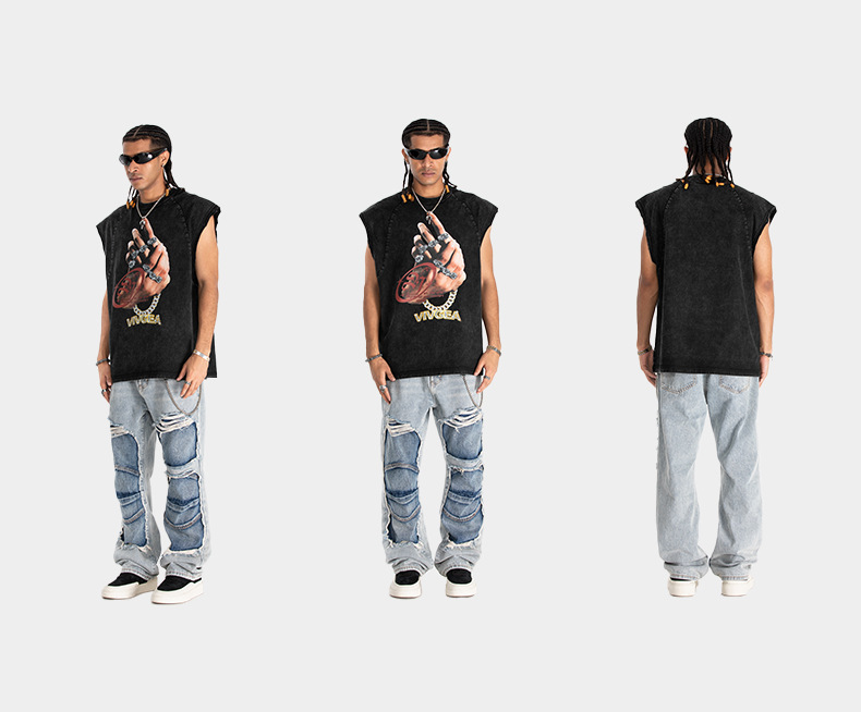 Vintage tank top för herr med fingeravtryck tryck_voghion.com