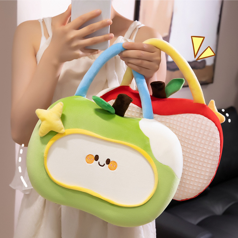 Creativo y lindo bolso de mano de manzana almohada de doble uso almohada dormitorio almohada cubierta de aire acondicionado edredón