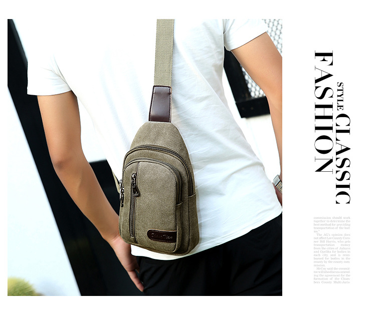 New men's chest bag, casual sports single-shoulder canvas bag, construction site work wear-resistant crossbody bag, cross-border wholesale bag undefined